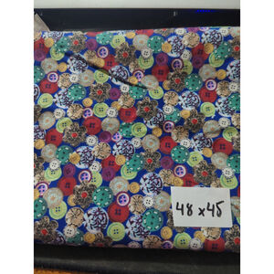 Blue Green Red Button Print Cotton Fabric - 48" x 45"